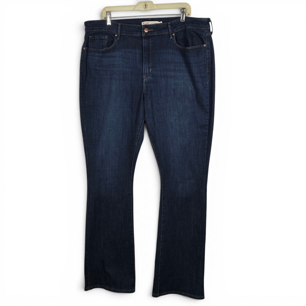 Levi Strauss Signature Womens 20 Mid Rise‎ Bootcut Jeans Dark Wash Stretch Blue